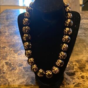 Elegant Black and White Beaded Necklace